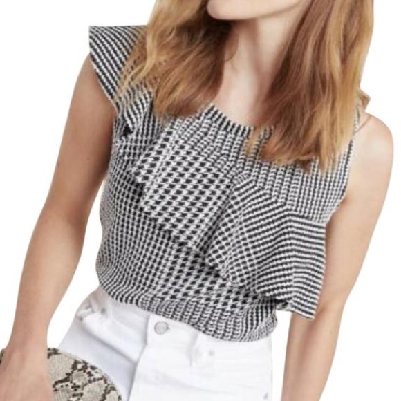 Anthropologie Tops - Anthropologie Callan Ruffled Houndstooth Sleeveless Top Large